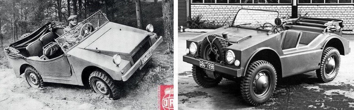 Borgward-Goliath Type 31 (1953), Porsche-597 Jagdwagen (1954).