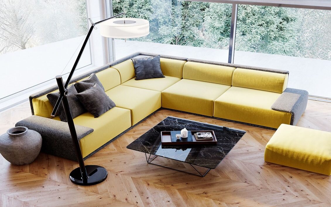 Пятимодульный угловой диван и пуф BRADLEY 12