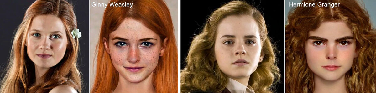 Джинни и Гермиона: фильмы / книги. Источники harrypotter.fandom.com и pbs.twimg.com