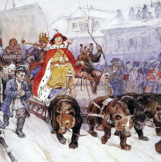 Василий Суриков. Большой маскарад в 1722 году на улицах Москвы с участием Петра I и князя-кесаря И.Ф. Ромодановского. 1900 Государственный Русский музей, Санкт-Петербург