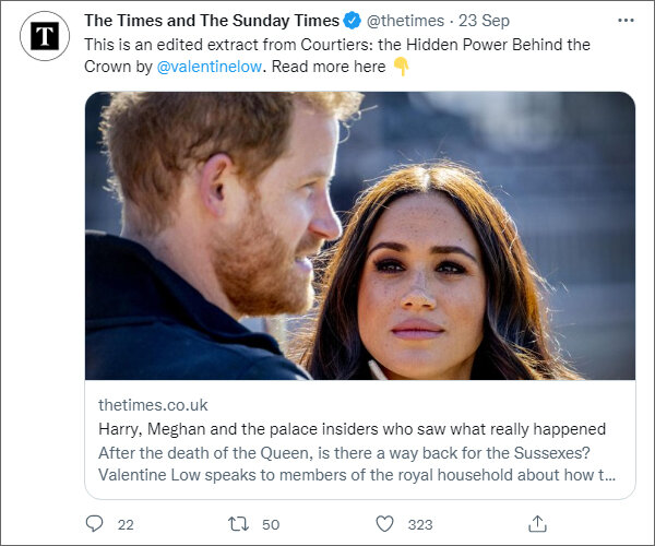Анонс эксклюзивного материала в твиттере The Times and The Sunday Times (https://twitter.com/thetimes)