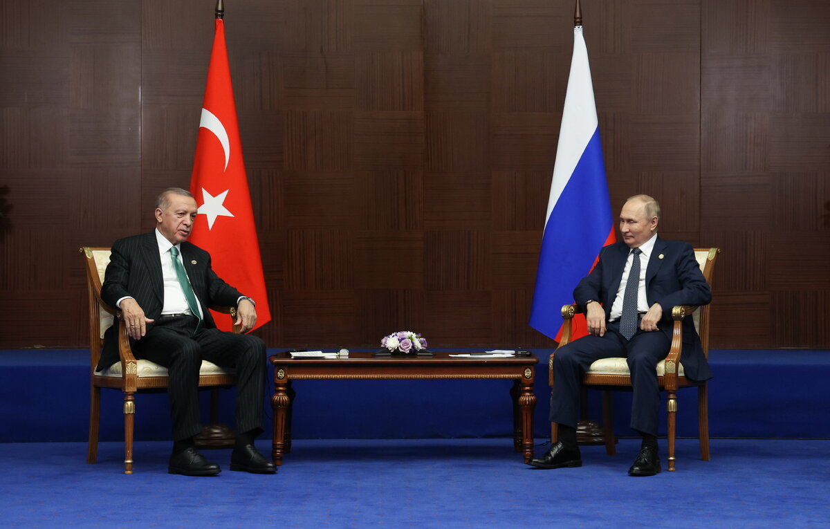    Президент Турции Реджеп Тайип Эрдоган и президент РФ Владимир Путин  Вячеслав Прокофьев/ТАСС