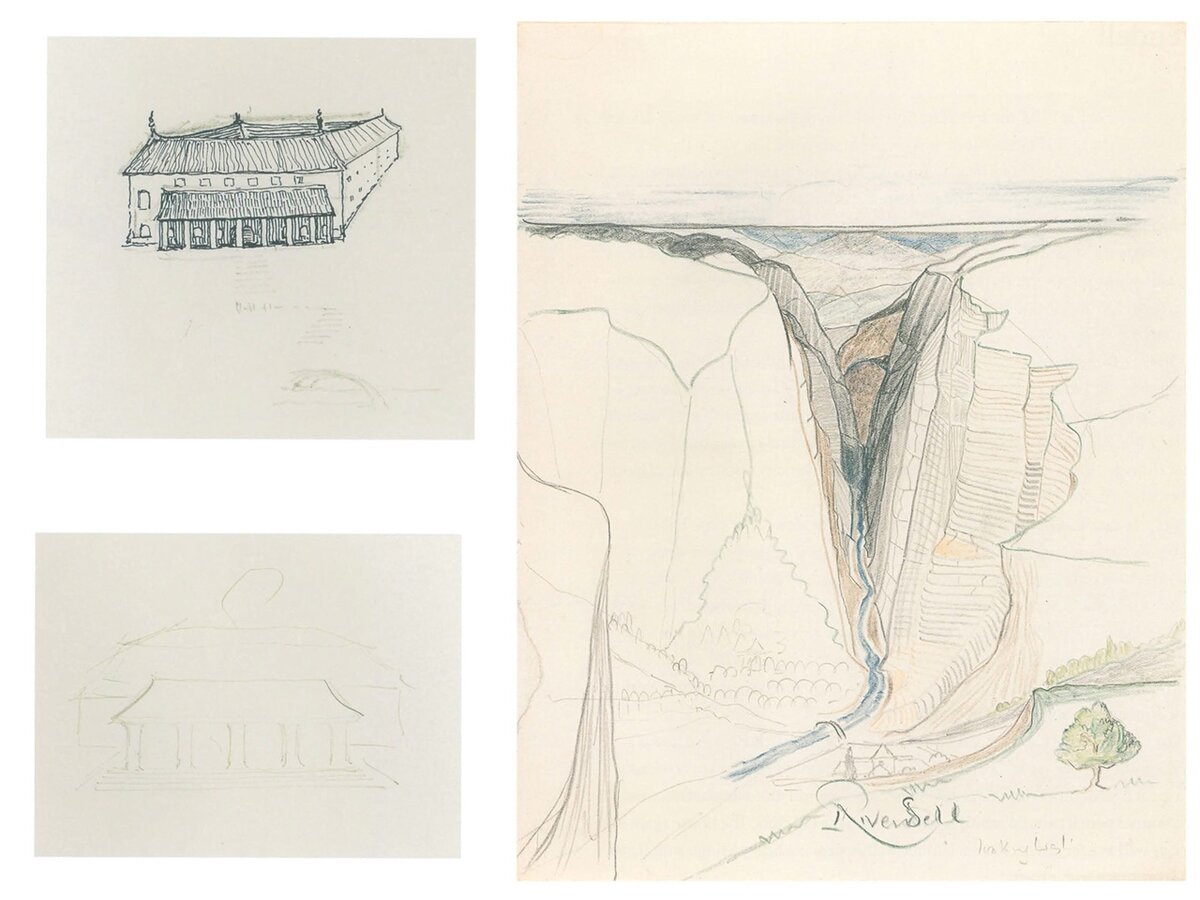 Наброски "Дома Эльронда" и рисунок "Ривенделл, вид на запад".