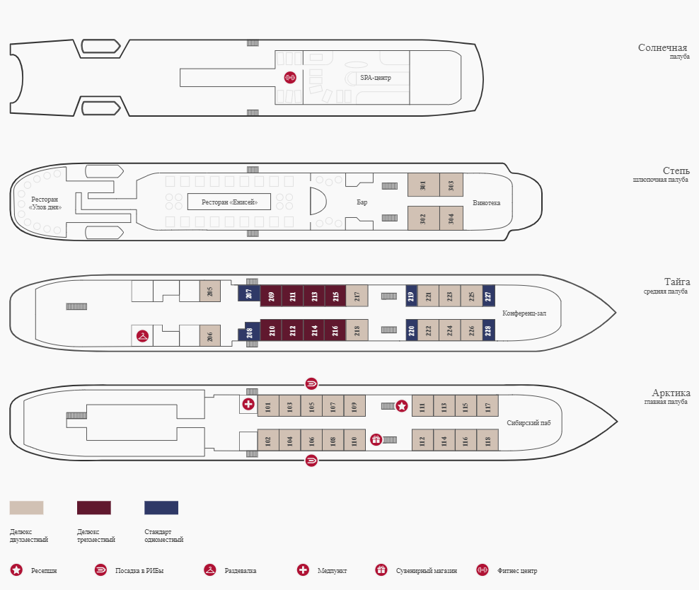Схема теплохода "Максим Горький"