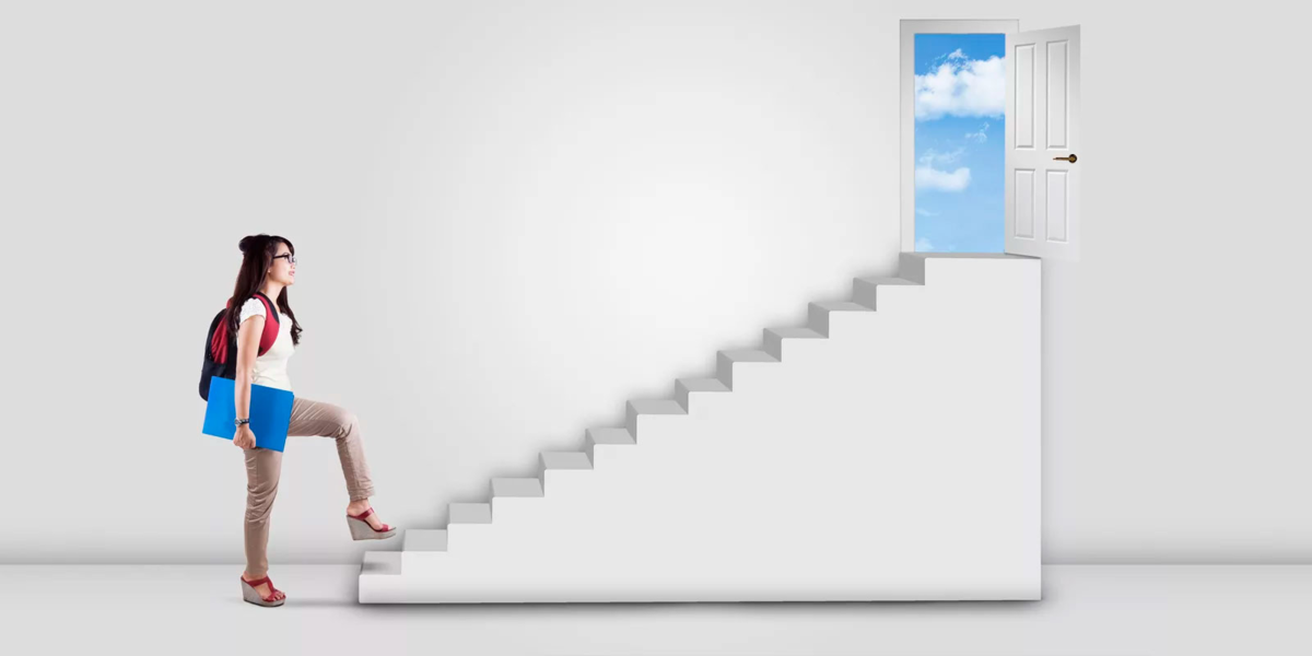 Лестница познания. Steps imagine. Девушка идет по лестнице вверх. Волевой человек. Девушка идет по карьерной лестнице.
