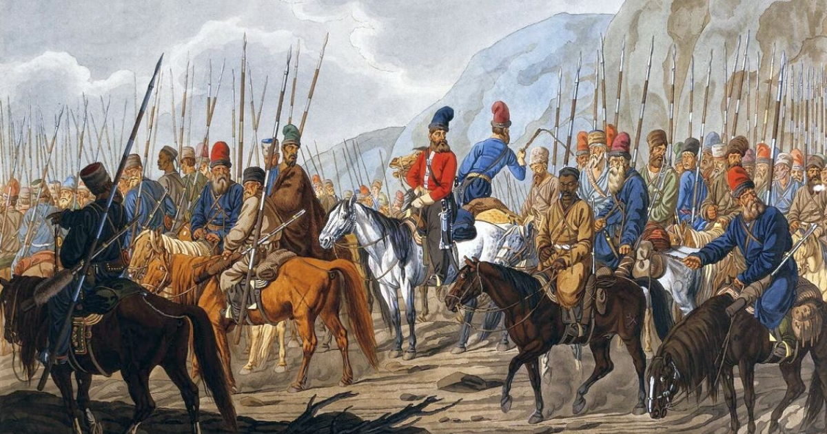 Уральские казаки на марше, Картина неизвестного художника