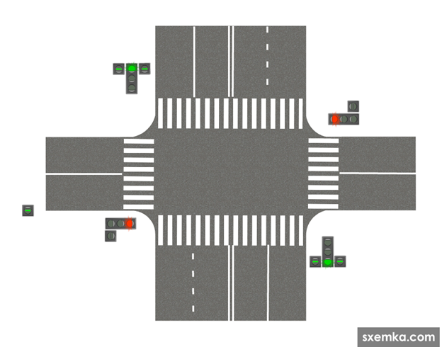Перекресток вид сверху схема
