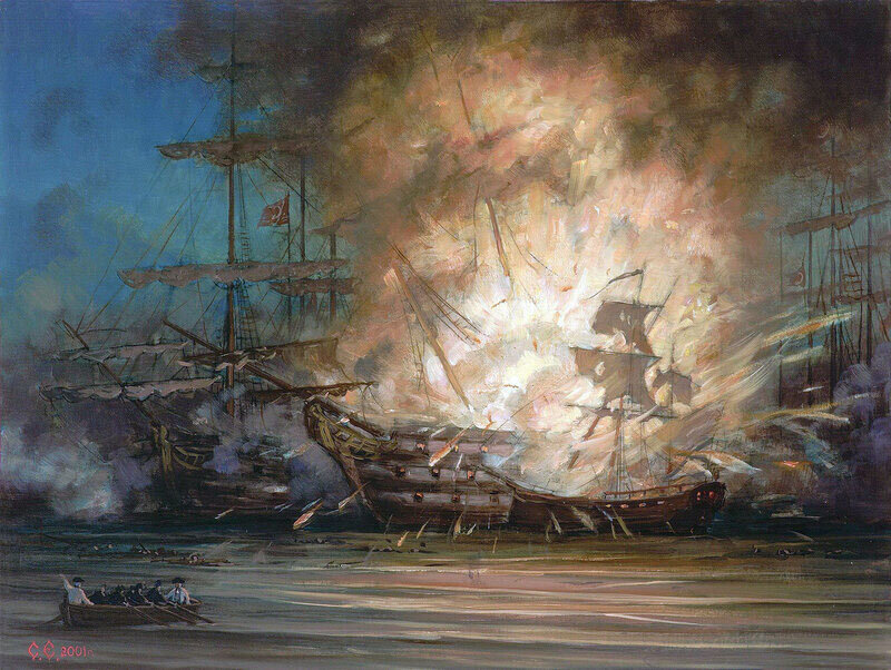 Атака брандёров в Чесменской бухте.