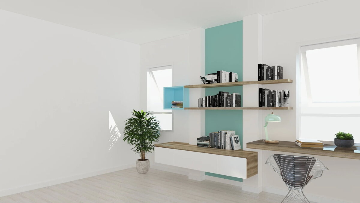 Открытые полки не «съедают» пространство и выглядят очень стильно. Фото: Pixabay.com.