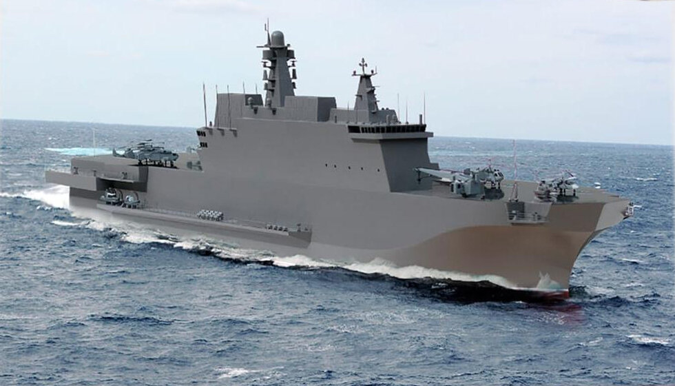 Внешний вид ныне строящихся универсальных десантных кораблей проекта 23900 © графика ЗПКБ / Объединенная Судостроительная Корпорация