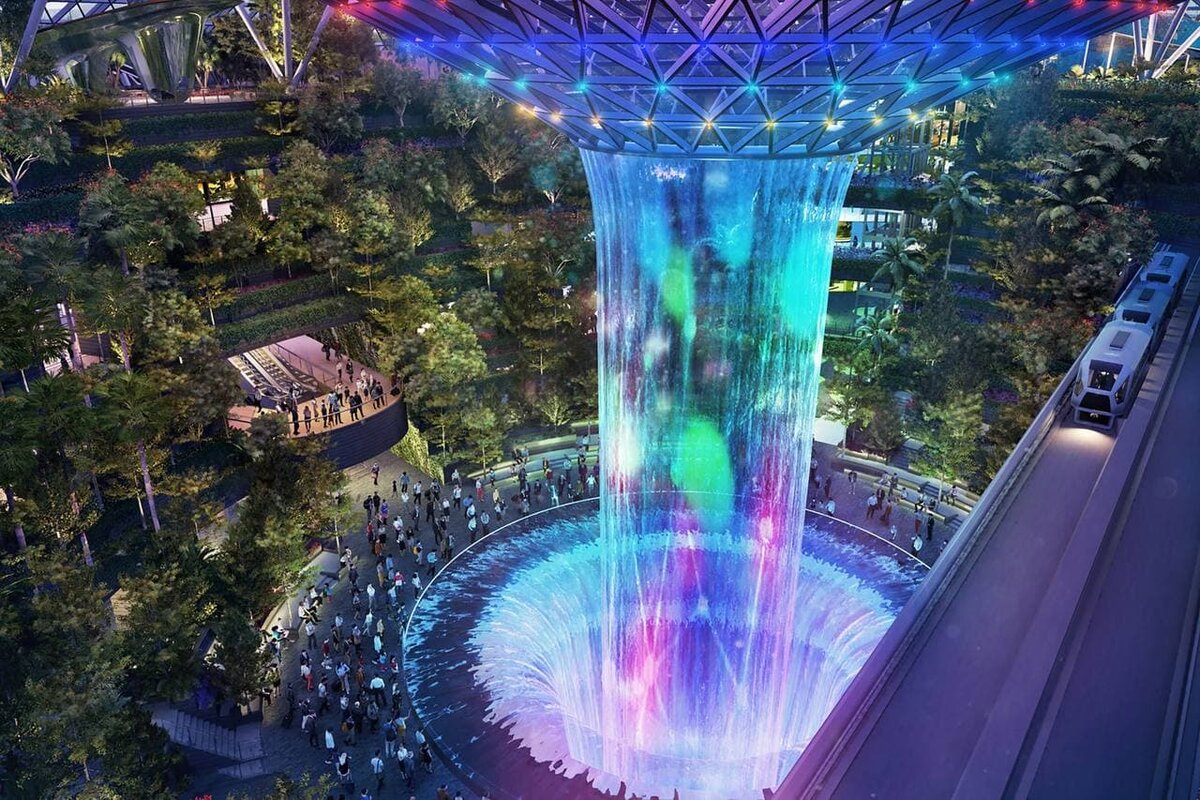 Аэропорт с водопадом. Аэропорт Jewel Changi. Аэропорт Чанги Сингапур. Jewel Changi Airport Сингапур. 2.Аэропорт «Jewel Changi Airport» в Сингапуре.