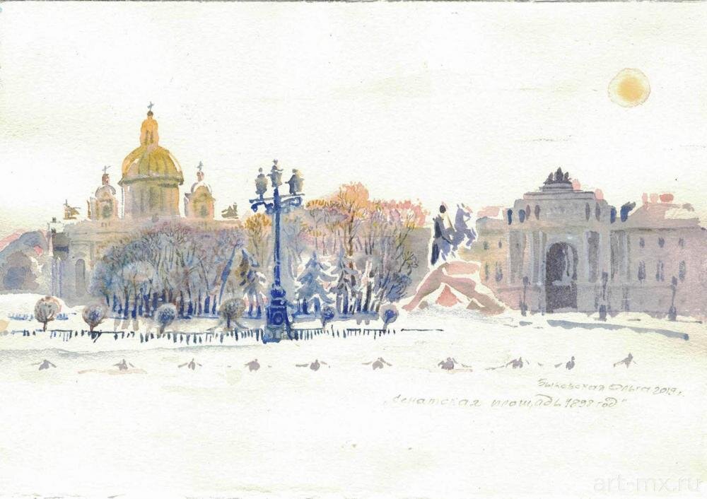 Акварель Ю. Быковский "Сенатская площадь" Я. Картинки