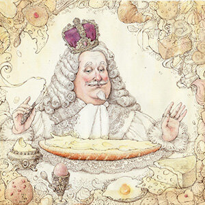 Иллюстрация к стихотворению С. Я. Маршака "Баллада о королевском бутерброде."  