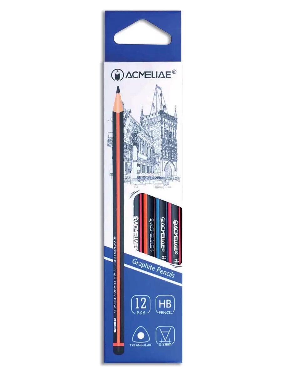 Карандаш чернографитный простой ACMELIAE, 43511 HB, 12шт