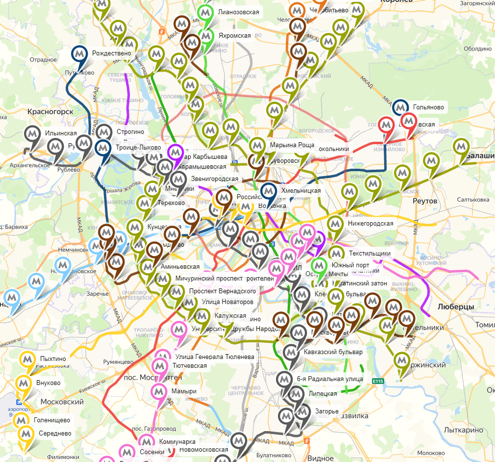 Карта метро москвы и московской области с новыми станциями