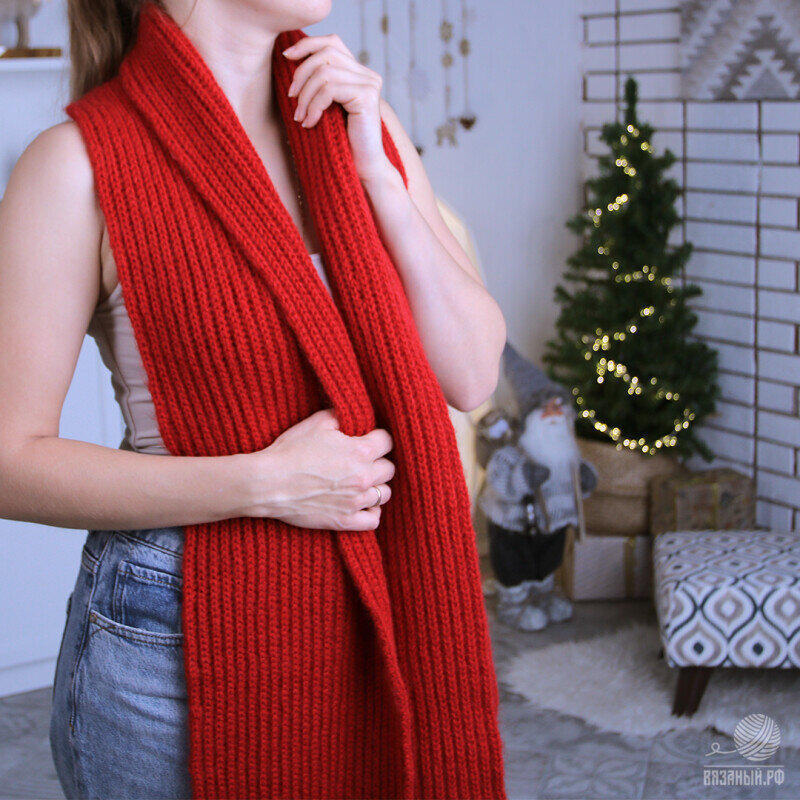 Длинный шарф английской резинкой