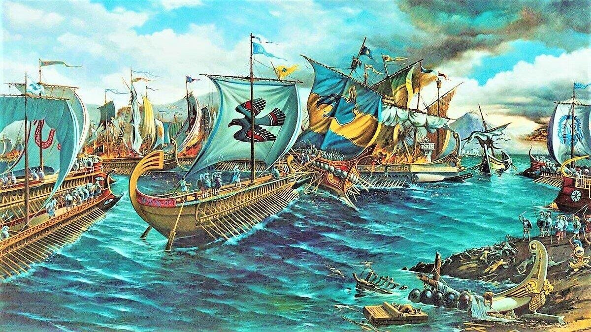 Античное морское сражение. Картина современного художника.