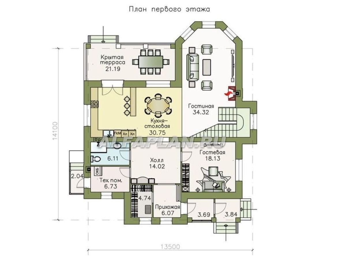 Планировка дома 517А «Затерянный рай» 1 этаж, © Владимир Тарасов