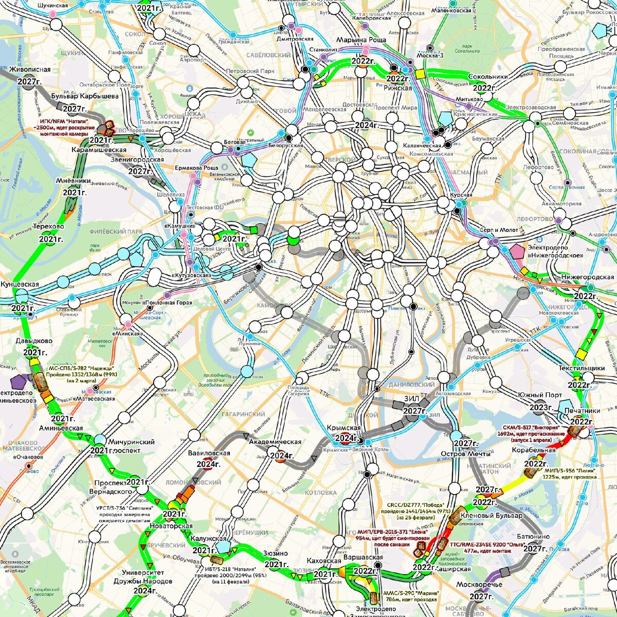 Большая Кольцевая линия метро на карте 2022 Москвы