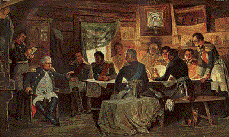 Совет в Филях.   А.Д. Кившенко.