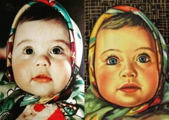 Прототип и итоговый рисунок к этикетки "Аленки"