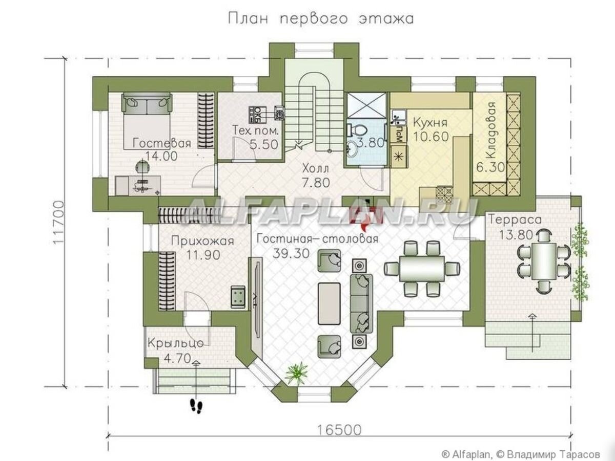 Проект дома с мастер-спальней в эркере 