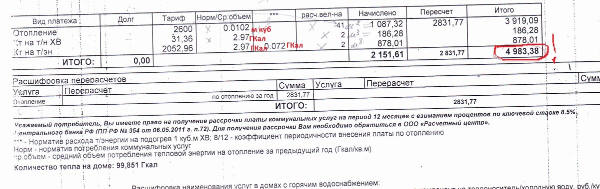                                         Моя новая квитанция за отопление