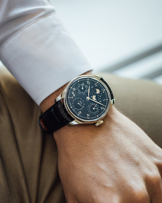 Часы мужские, 18К белое золото, автоподзавод, круглые, 44,2 мм, кожаный ремешок