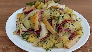 САЛАТ с лесными солеными ГРИБАМИ и отварным КАРТОФЕЛЕМ Вкусный салат на скорую руку