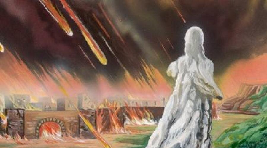 Содом и Гоморра. Жена Лота стала соляным столбом. Источник: Яндекс. Картинки.
