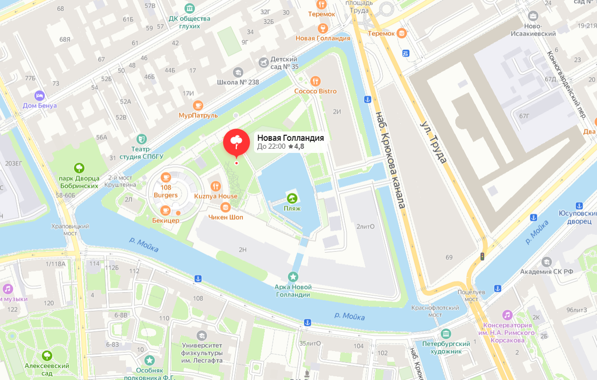 Карта новой голландии в спб