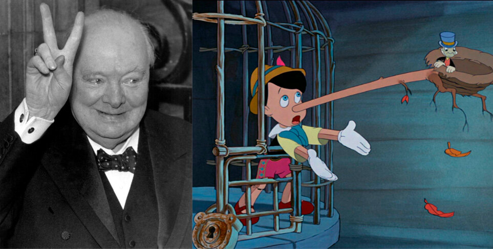 У. Черчилль и Пиноккио. Коллаж