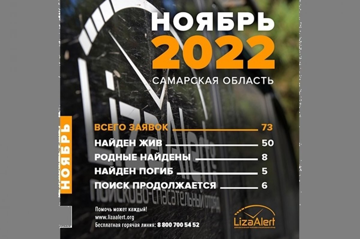    В ноябре в Самарской области найдены погибшими 5 пропавших людей
