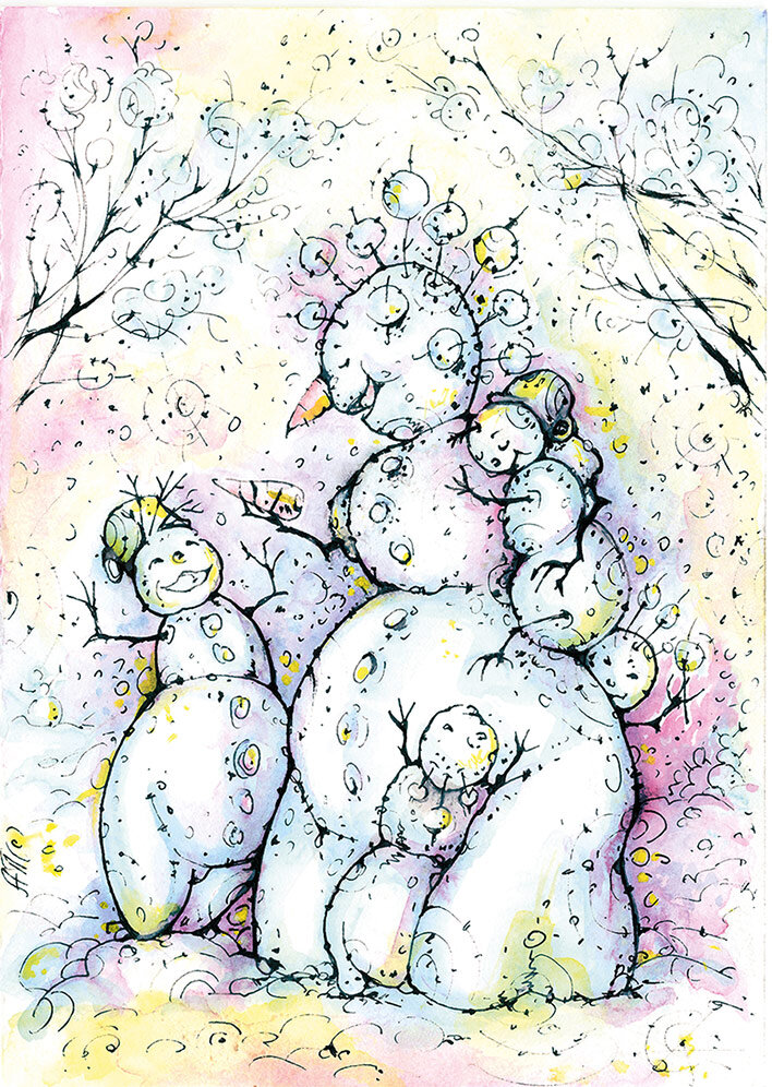 (с) Алена Подобед, "Вот ты и стал взрослым, сынок", бумага А5, акварельные карандаши, тушь