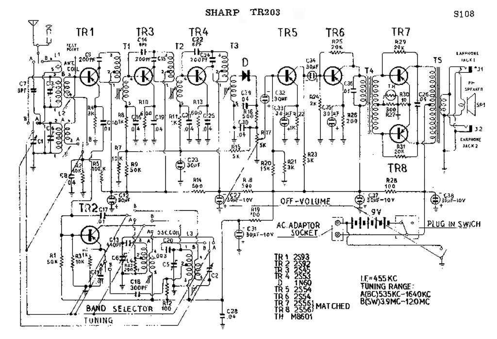 Электрическая принципиальная схема рекордера sharp qt 90w Зарубежные портативные радиоприёмники 1959 - 1959 Shema_Tehnik Дзен