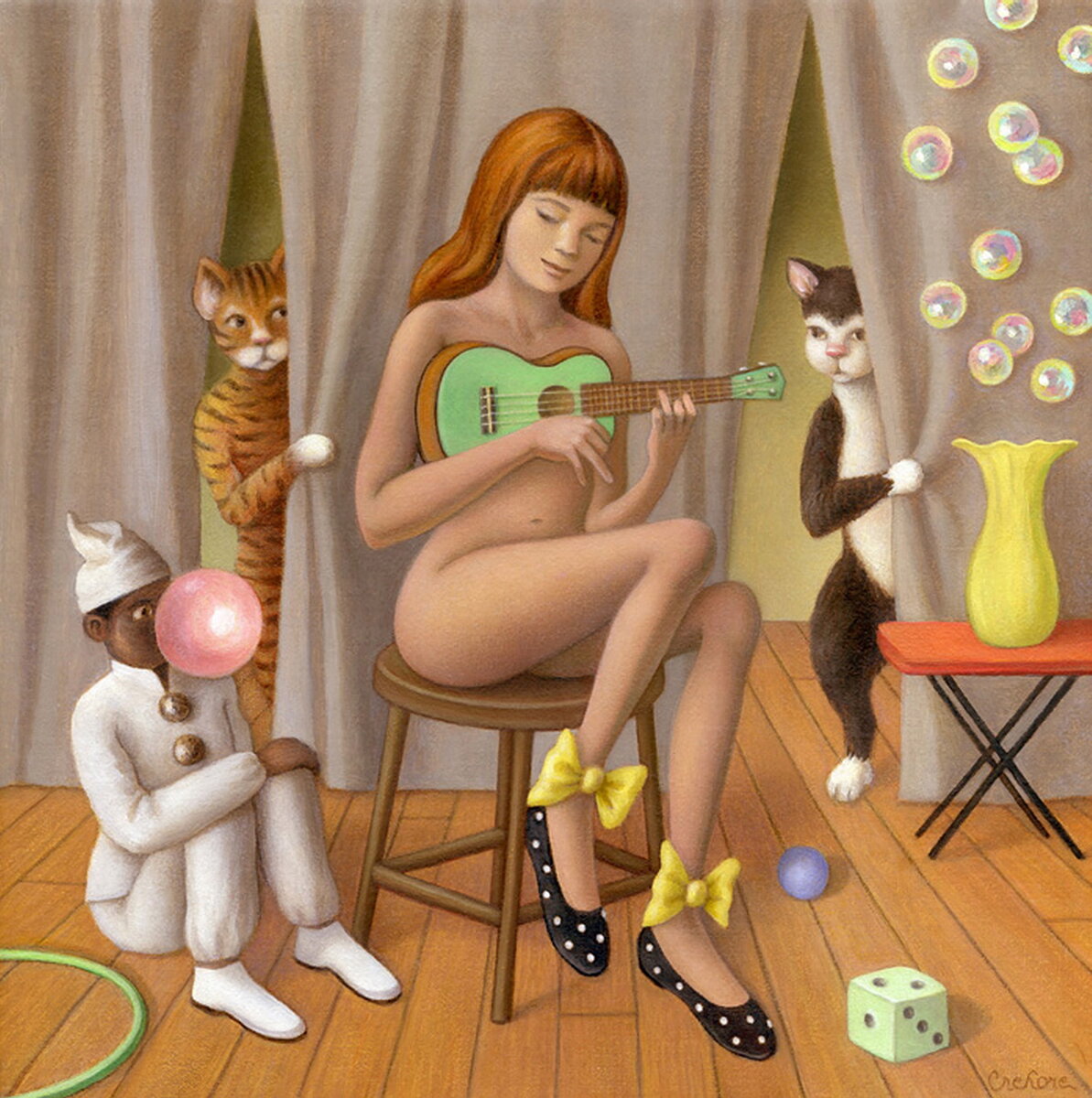 «Рыжая девушка, играющая на укулеле». 