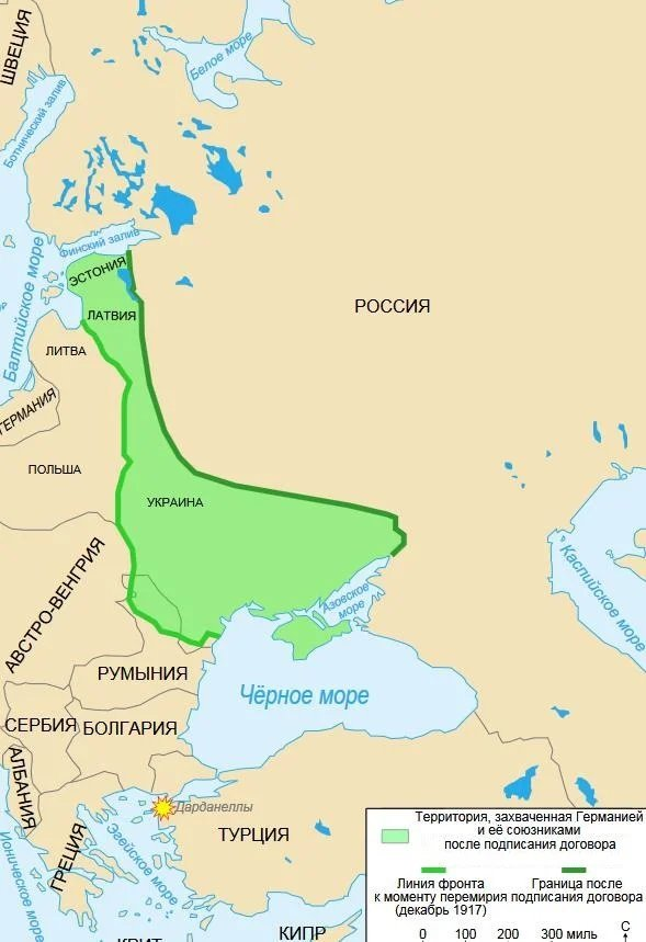 Приблизительная территория, перешедшая под контроль Германской империи и Австро-Венгрии