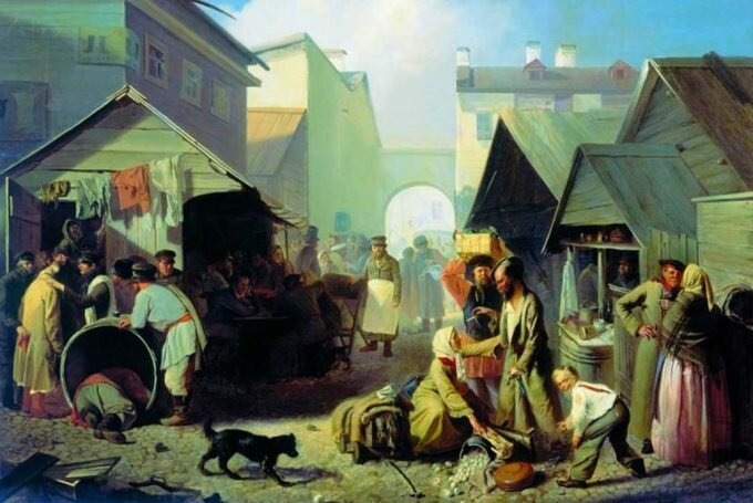 «Обжорный ряд в Петербурге». Художник Волков А. М. / Википедия