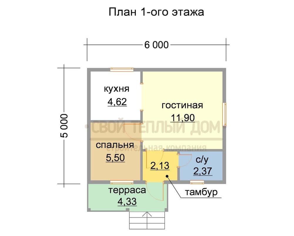 Планировка дачного домика по проекту К-4