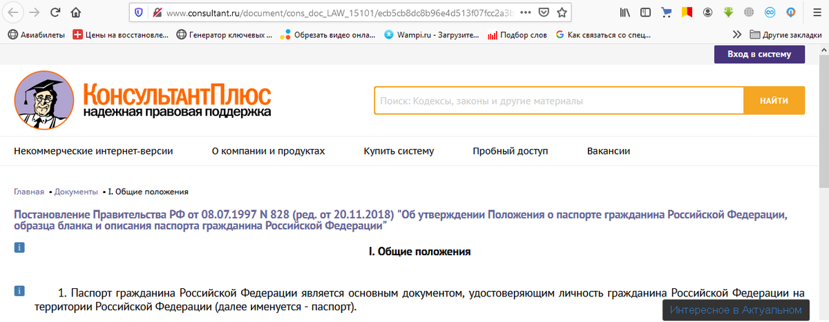 Скриншот из консультат плюс