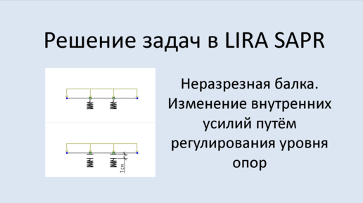 Lira Sapr Неразрезная балка. Изменение внутренних усилий путём регулирования уровня опор