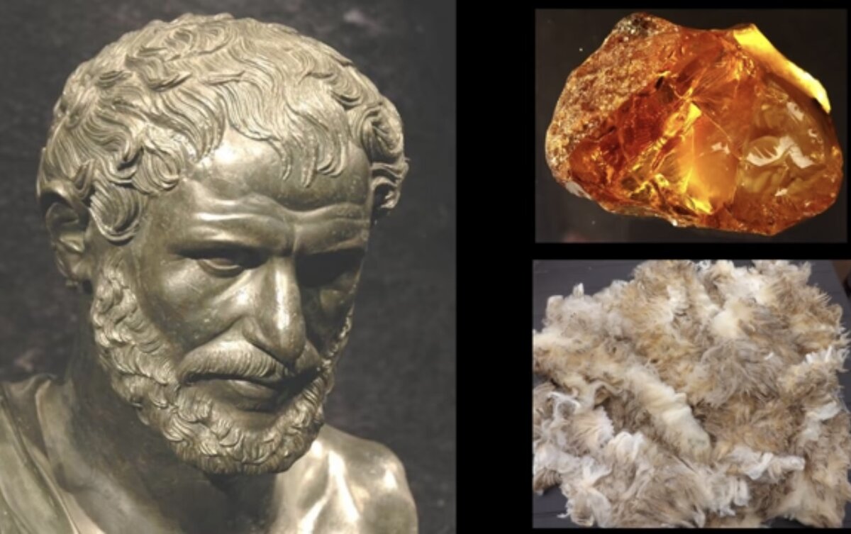 Еще в древней Греции известный философ Фалес заметил, что если натереть шелком янтарь, то к камню притягиваются мелкие предметы, такие как солома. 