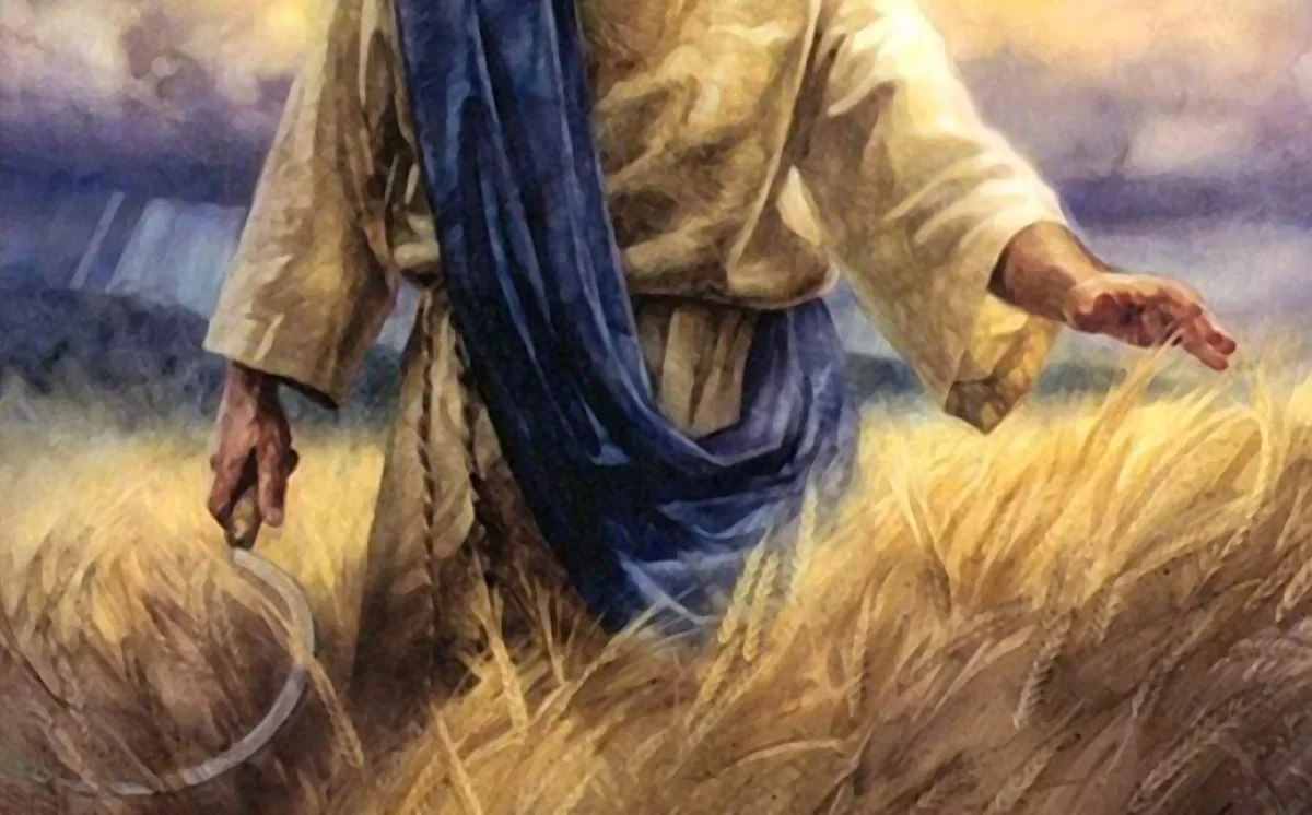 Притч вый стиль. Человек с серпом. Христос с учениками в поле с колосьями. Жнец в поле.
