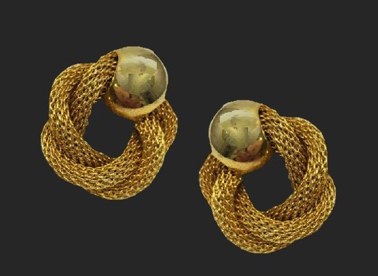 Серьги с золотистой сеткой