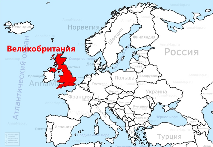 Англия на карте Мира