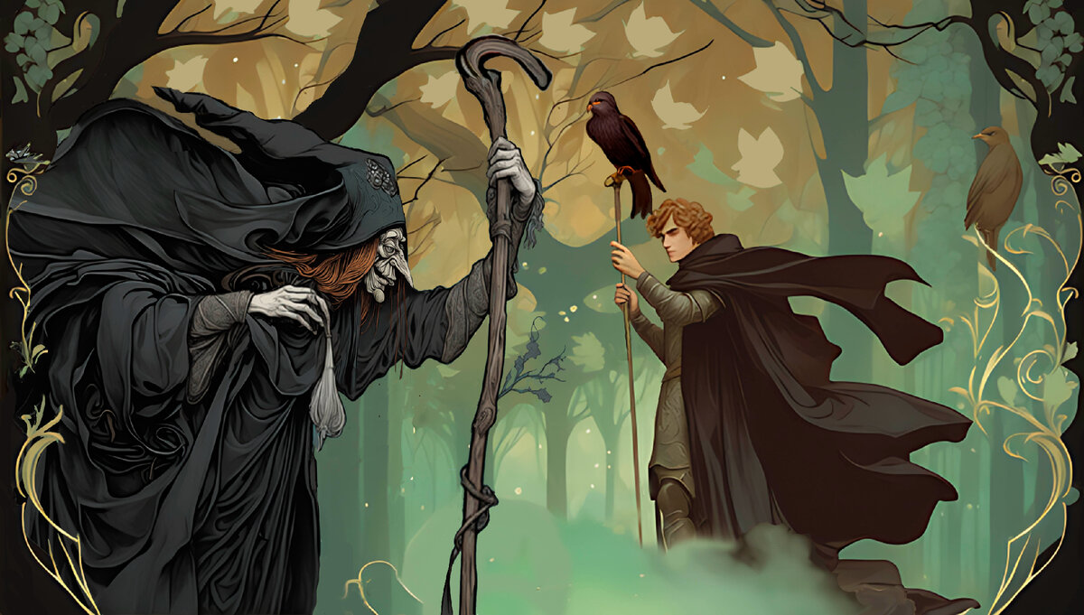 Бус и ведьма Марлинда. Рис. А. Асова