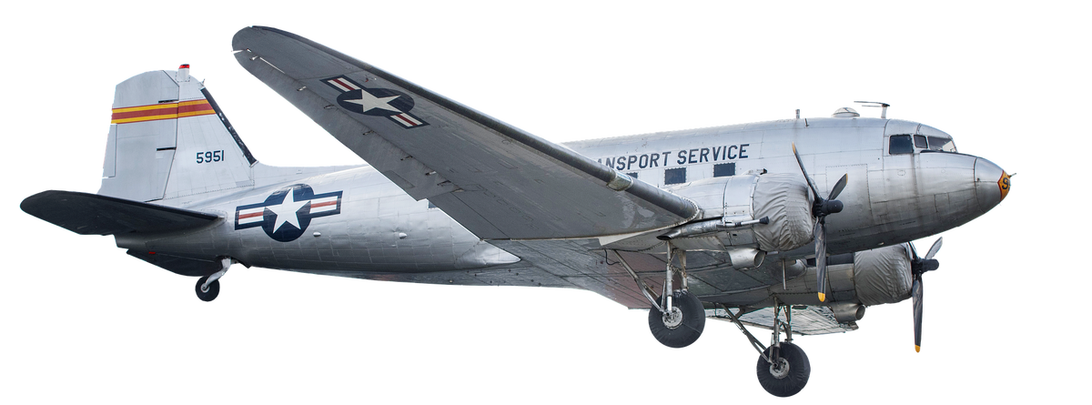Американский военно-транспортный самолёт Douglas C-47. 11 июля 1943 года над Сицилией 144 таких самолёта попали под "дружественный огонь" британского флота (Изображение Emslichter с сайта Pixabay )