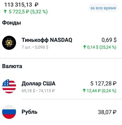 Брокерский счёт на 110к рублей.