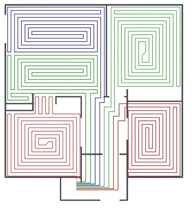 Схема раскладки труб теплого пола