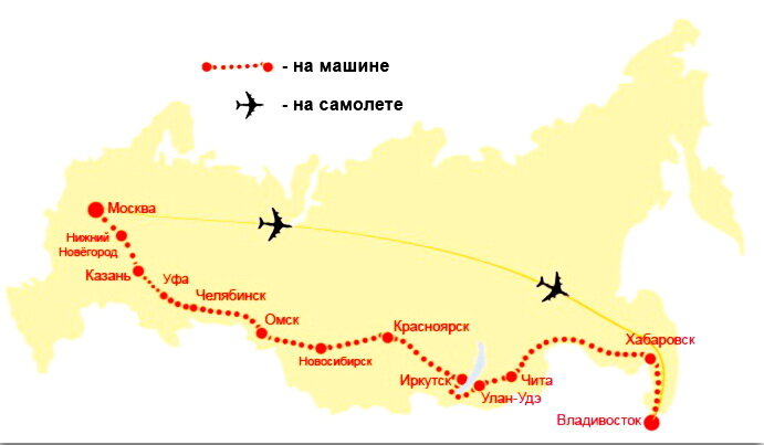 Карта с владивостока до новосибирска